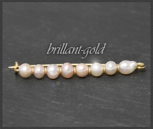 Broche de perlas de oro 750, joyería vintage de oro amarillo alrededor de 1960 - Imagen 1 de 6