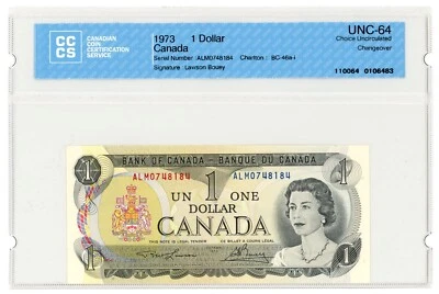 1973 Canada $1 Dollar CCCS UNC64 ALM Changeover #19191 - Image 1 of 4