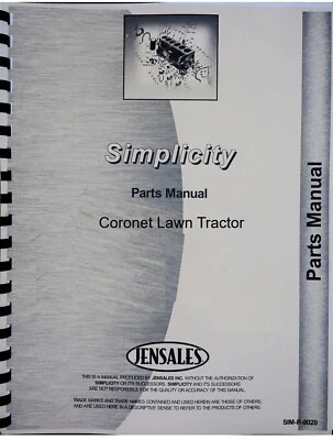 Simplicity Coronet Lawn Tractor Parts Manual Catalog - Image 1 of 4