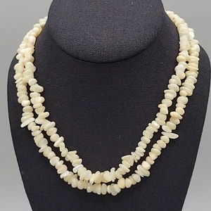 Damen Cremeweiß Chips Perlen Mode Halskette Lang Einzelstrang 34 Zoll - Bild 1 von 5