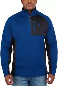 Spyder Men's Jacket Bandit Blue X-Large Half Zip Gait Knit Pullover Fleece - Picture 1 of 12