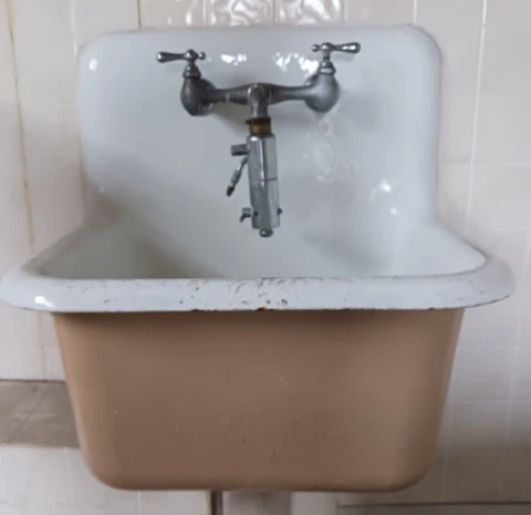 Antique Vintage White Porcelain Cast Iron Sink Cover