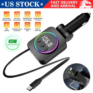3 IN 1 Retractable Car Charger Cable Dual Port USB A C PD Fast Charging Adapter - Picture 1 of 12