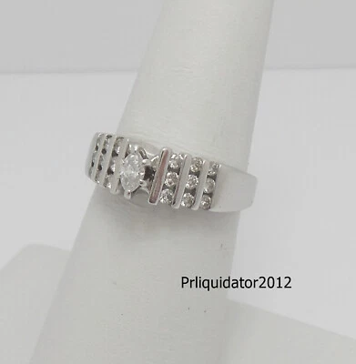 1/2CT Natural Marquise Diamond Engagement Wedding Bridal Ring 14K White Gold - Image 1 of 4