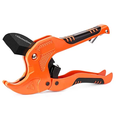Heavy Duty Ratchet PE PVC Pipe Cutter Steel Blade Tubing Cutter 1-5/8" (42mm) - Image 1 of 4