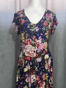 NWT 80s 90s Bila of California Floral Dress Maxi Sm - Picture 1 of 7