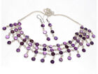 Natural Amethyst Ethnic Handmade New Cluster Necklace Earrings Set 14|2" AU T656
