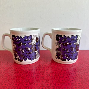 Cartwrights Tazzine da caffè vintage da tavolo x 2 retrò anni 70 motivo floreale - Foto 1 di 4