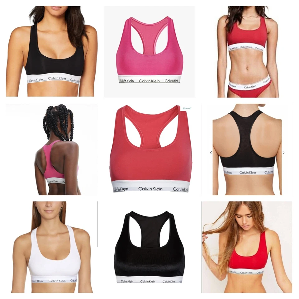 Calvin Klein Womens modern cotton bralette sports bra no padding crop top Run UK - Image 1 of 1