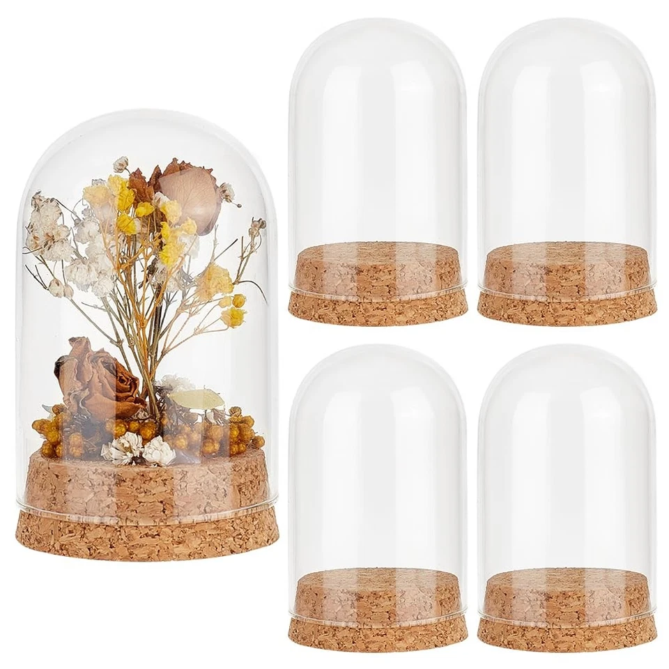PandaHall 4pcs Glass Display Dome Cloche Bell Jar with Cork Small Glass Bottl... - Image 1 of 4