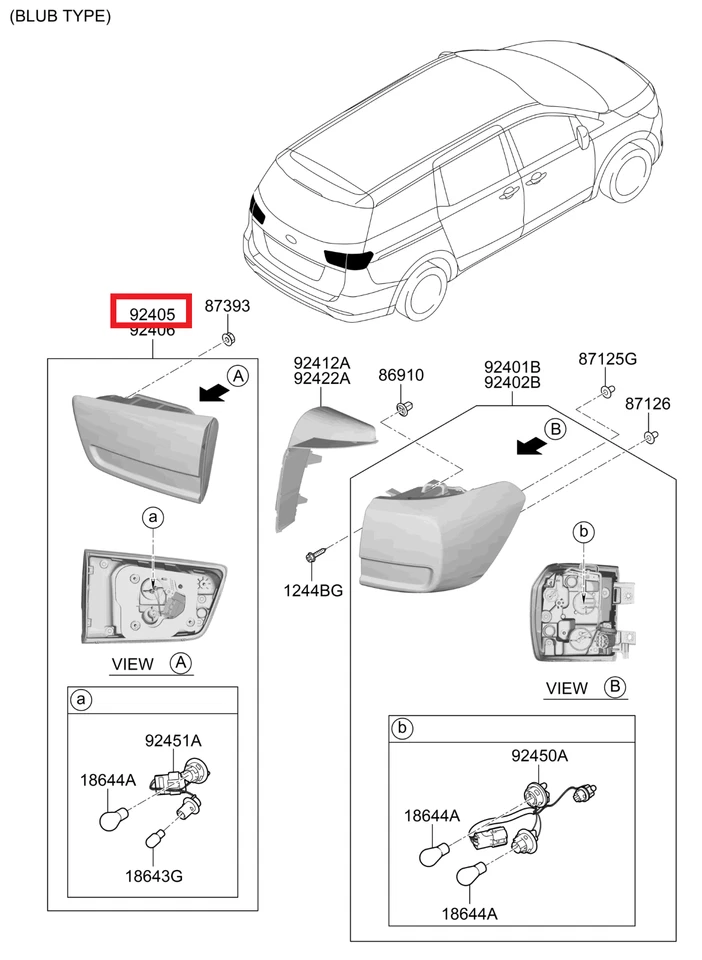 Genuine/OEM 92403A9700 LAMP ASSY-REAR COMB INSIDE,LH for Hyundai/Kia - Image 1 of 1