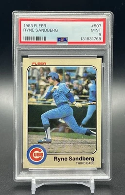 Fleer #507 Ryne Sandberg RC 1983 Cubs Hof PSA 9 Foto 1 de 2