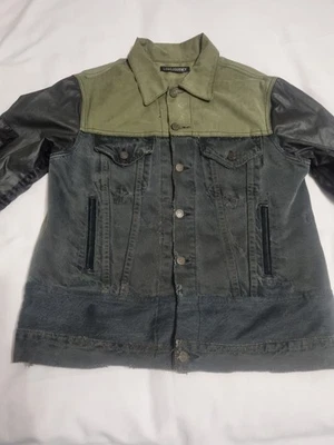 LONGJOURNEY Distressed Denim & Calf Leather Jacket Size Large Made In USA Rare  - Image 1 of 4