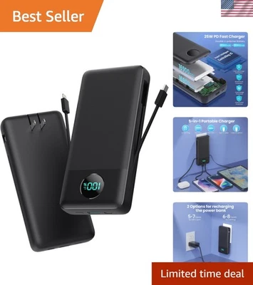 Universal Power Bank 33800mAh with AC Wall Plug and LCD Display, 25W Fast Charge - Image 1 of 4