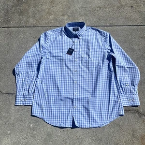 Charles Tyrwhitt Blue Check Men’s Large Classic Fit NWT Sky Gingham Non-Iron - Picture 1 of 15