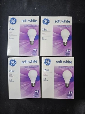 GE - Soft White - A19/Medium Base - 25 watt - Light Bulbs - 4 Packs/8 Bulbs  - Image 1 of 4