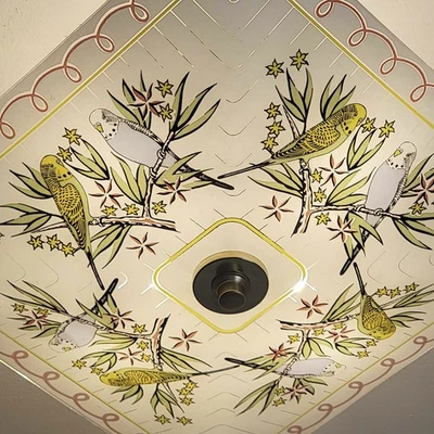 183c Vintage 50's 60's  mid-century modern mcm lg 14" Ceiling Light lamp fixture - Image 1 of 4