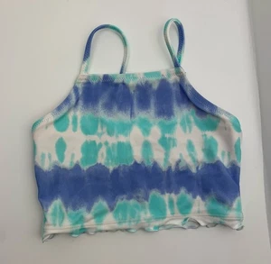 NWT J Crew Crewcuts Girls' Swimsuit Top UPF 50+ Size 4-5 Blue Tie dye - Picture 1 of 3