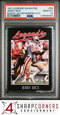 1991 LEGENDS MAGAZINE INSERT HAND-CUT #54 JERRY RICE HOF SILVER BORDER PSA 10 - Image 1 of 2
