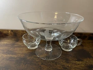 Princess House Heritage Open Handblown Crystal Serving Set 6214 Etched Glass - Picture 1 of 8