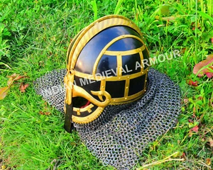 Casco medieval hecho a mano Valsgärde vikingo vendel acero SCA LARP casco - Imagen 1 de 5