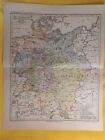1890 - Carte Géographique Vintage Confédération Allemagne ORIGINALE 11,5 x 9,5" - C17-8