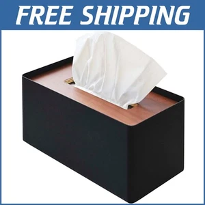 Stylish Rectangular Tissue Box Holder with Natural Wood Lid - Easy Access Design - Picture 1 of 11