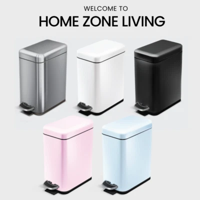 Papelera de baño Home Zone Living de 1,3 galones con tapa, acero inoxidable, plateado Foto 1 de 4