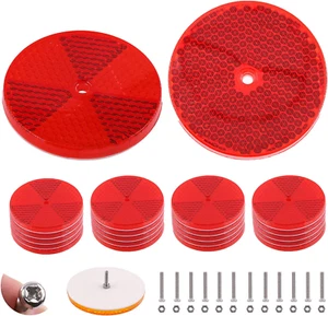 36Pcs Red Round Front Reflector Driveway Trailer Reflectors, 3 Inch Reflective M - Picture 1 of 7