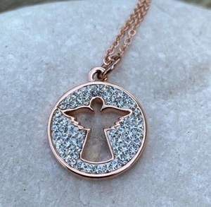 Guardian Angel crystal necklace Crystal Kingdom Rose gold color new in box - Picture 1 of 12