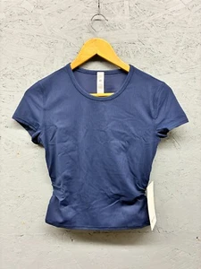 Lululemon All It Takes Back-Twist Tee Women’s Size 8 Blue Ribbed Short Sleeve - Picture 1 of 10