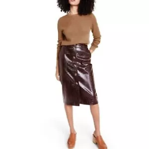 Rachel Comey Chicory Coffee Faux Leather Women's Pencil Skirt Size 4 - Picture 1 of 12