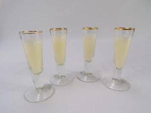 New Four Classic Candles In Cordial Glasses Gold Trimmed Rim Stemmed 5" Tall B23 - Picture 1 of 7