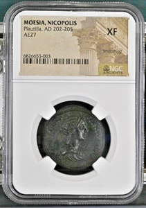 Moesia Nicopolis Plautilla AD 202-205 AE27 NGC XF - Imagen 1 de 3
