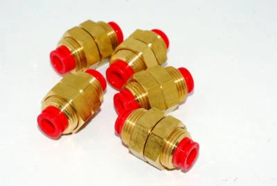 5X New SMC KQ2E09-00 Bulkhead Union 5/16" Tube NP Brass Push-to-Connect Fitting - Image 1 of 2
