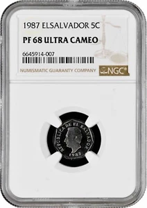 El Salvador 5 centavos 1987, NGC PF68 UC, "Republic (1919 - 2001)" Top Pop 1/0 - Picture 1 of 2