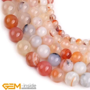Natural Light Red Carnelian Gemstone Round Loose Beads For Jewelry Making 15" AU - Picture 1 of 37