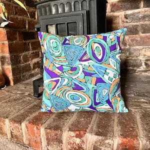 1242. Modern Funky BLUES 100% Cotton Cushion Cover Various sizes - Picture 1 of 4