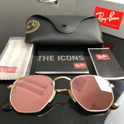 New Ray-Ban Hexagonal RB3548 Gold Frame / Rose Gold Sunglasses - Image 1 of 4