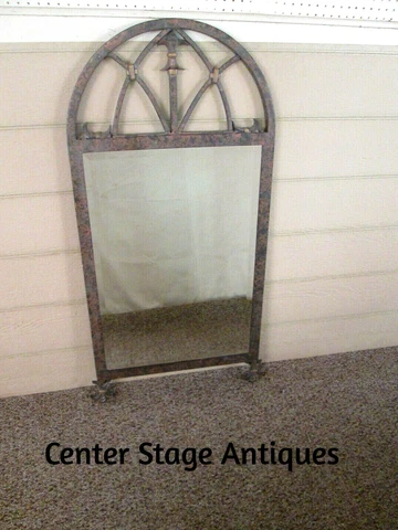 38633 RARE   LA  BARGE    Gothic Beveled Mirror LM0665 with  metal frame Cover