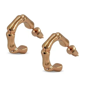 Club de diamantes azules - aretes de bambú enchapados en oro rosa de 9 quilates para mujer 9 k - Imagen 1 de 3
