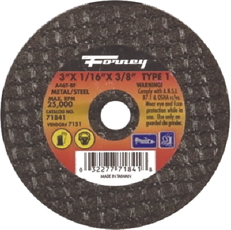 LOT OF (5) Forney 71841 Aluminum Oxide  3" GRINDER Cut-Off Wheels 1/16" Thick - Image 1 of 1