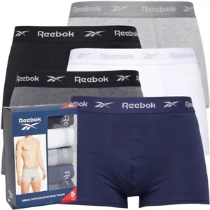 Reebok Mens Five Pack Trunks Black/White/Grey Marl/Navy/Charcoal Marl S-XL - Picture 1 of 4