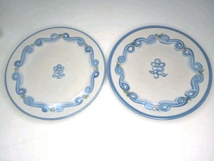 Two Well Crafted M.A. Hadley Hand painted Flower Stoneware 11" Luncheon Plates  - Picture 1 of 8