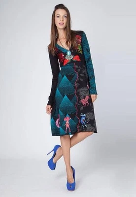 Желательный повседневный день платье v-образным вырезом длинным рукавом абстрактный Artsy размер средний новый с Ярлыками - Изображение 1 из 4