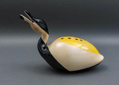 Jarrón Royal Copenhagen Dinamarca Aluminia Nils Thorsson Columbine pájaro flor rana Foto 1 de 4