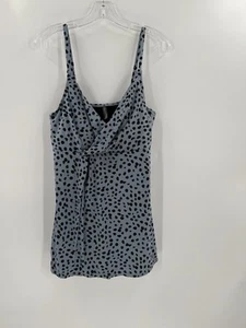 Garnet Hill Swim Dress Boheme Gray Black Polka Dot Size 14 Easy Wear Classic - Picture 1 of 9