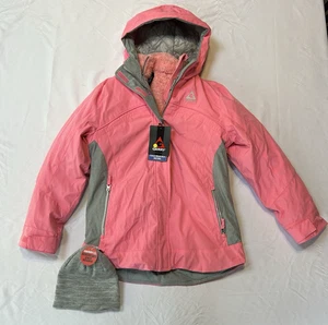 Gerry Niñas Talla 14/16 Rosa Gris Aislado Invierno Chaqueta Esquí Nieve Abrigo Sombrero Conjunto - Imagen 1 de 10