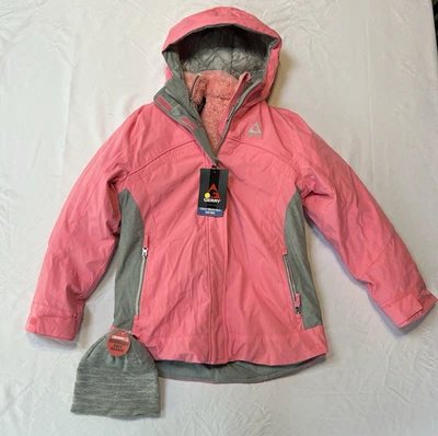 Gerry Girls Size 14/16 Pink Gray Insulated Winter Jacket Ski Snow Coat Hat Set - Image 1 of 4