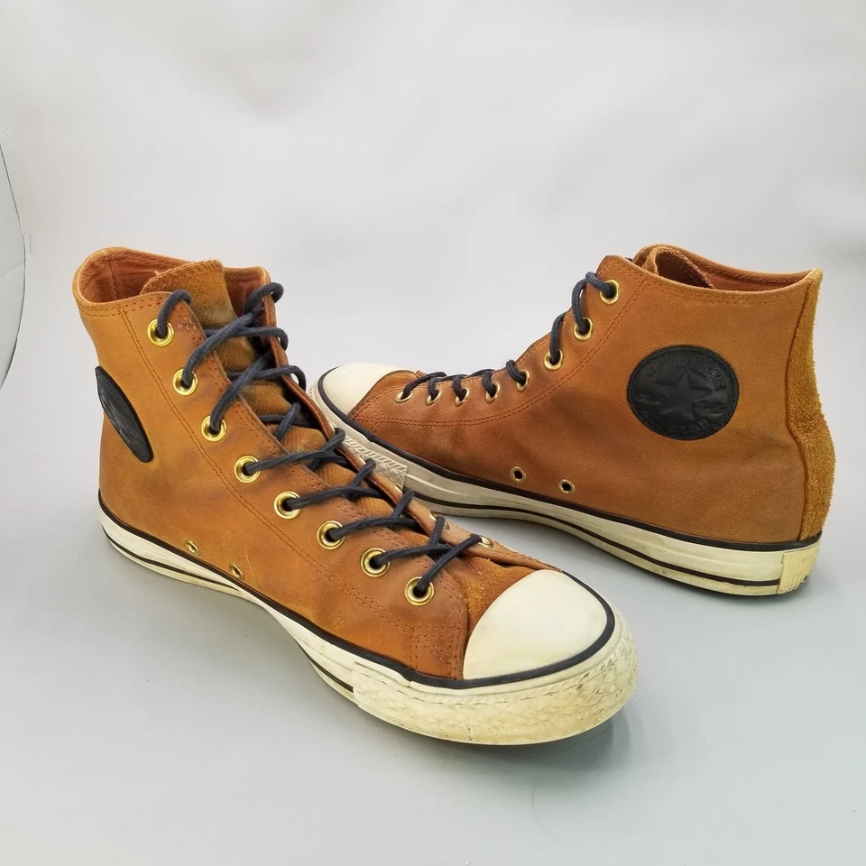 Converse Feminino 11 Masculino 9 All Star Chuck Taylor Couro Tops Altos Marrom Gengibre - Imagem 1 de 4